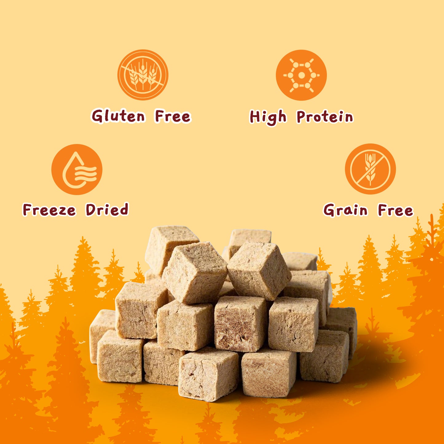 Freeze Dried Duck Cube, Single Ingredient Treats for Cats Dogs, High Protein Food Topper
