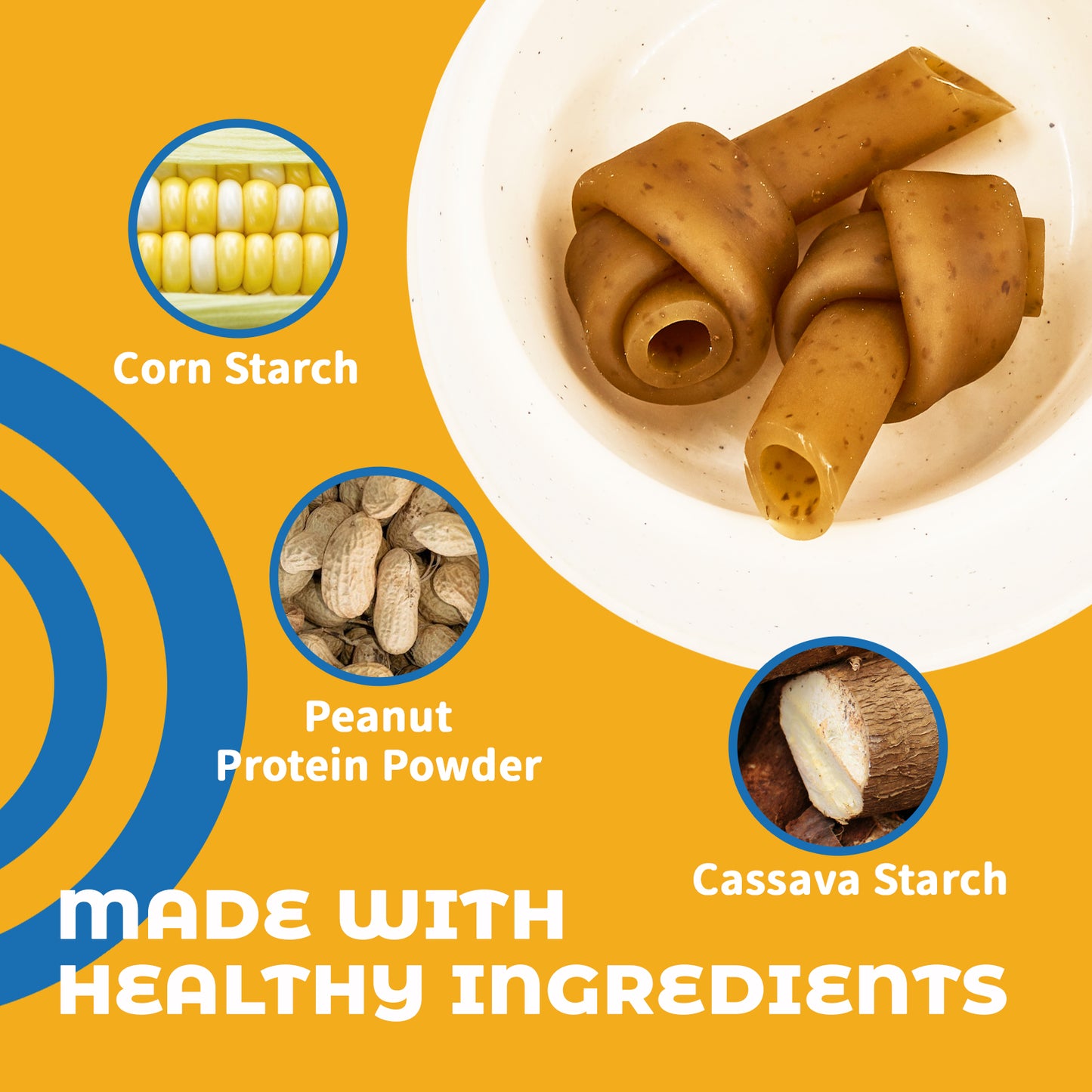 Jungle Calling Dog Treats Knotted Bones 6.5'' Peanut Butter and Cranberry for Dental Health, 5 Count