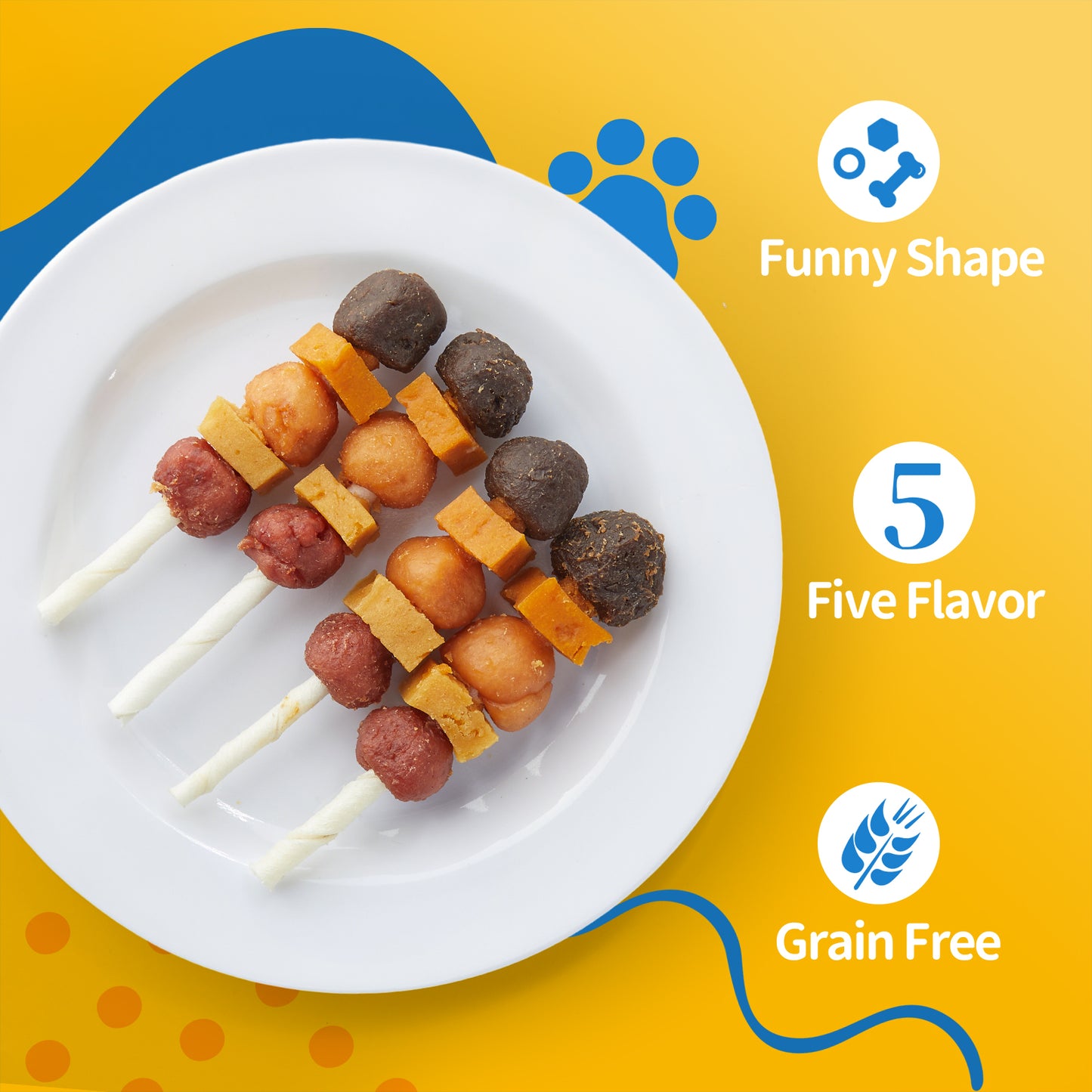 Jungle Calling Dog Treats, Snacks BBQ Kabobs, Chicken,Duck, Beef, Sweet Potato & Pumpkin,Rawhide Sticks 12 oz