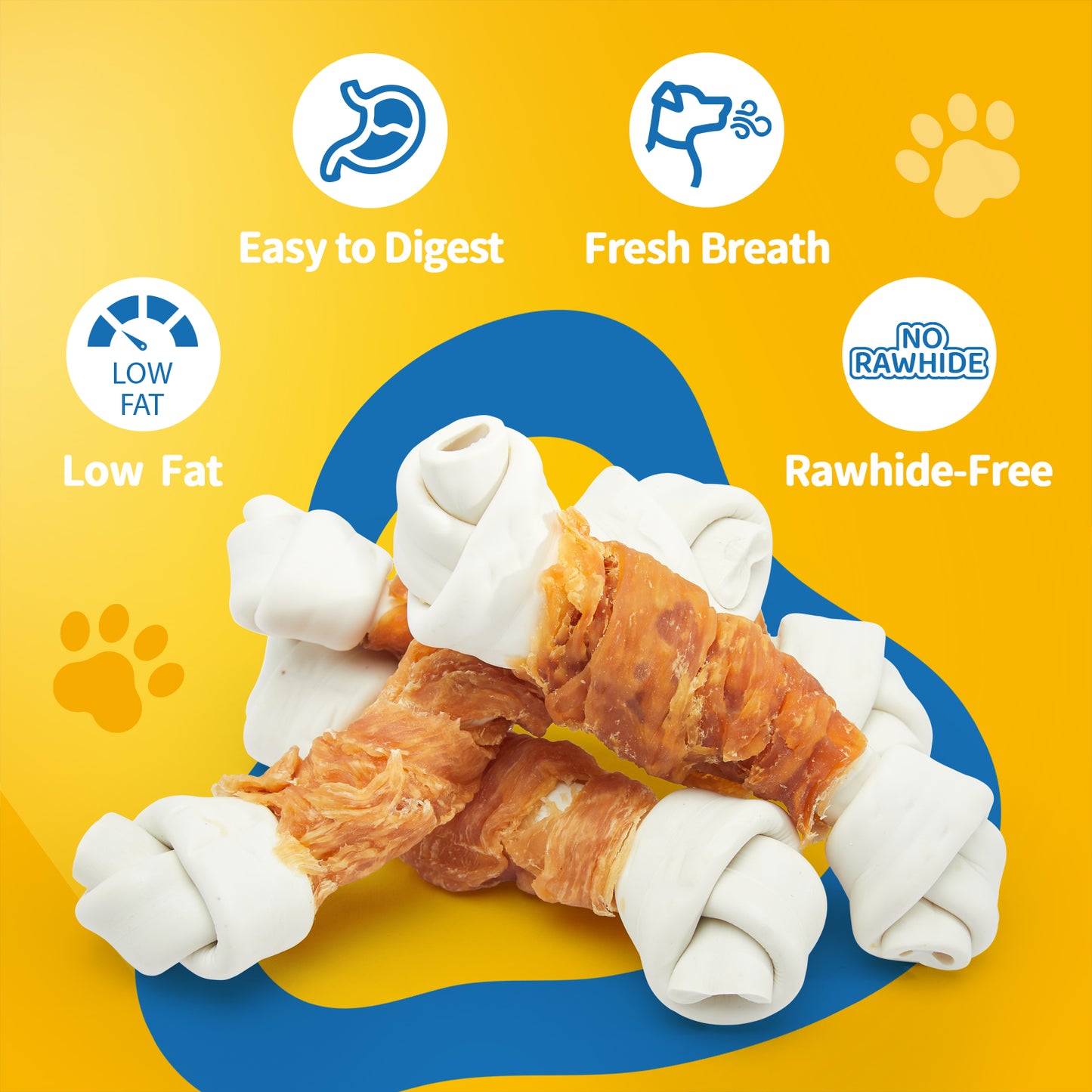 Jungle Calling Chicken Knotted Bones for Dogs Rawhide Free Chicken Wrapped Chew Dog Bones Training Treats, 12 oz