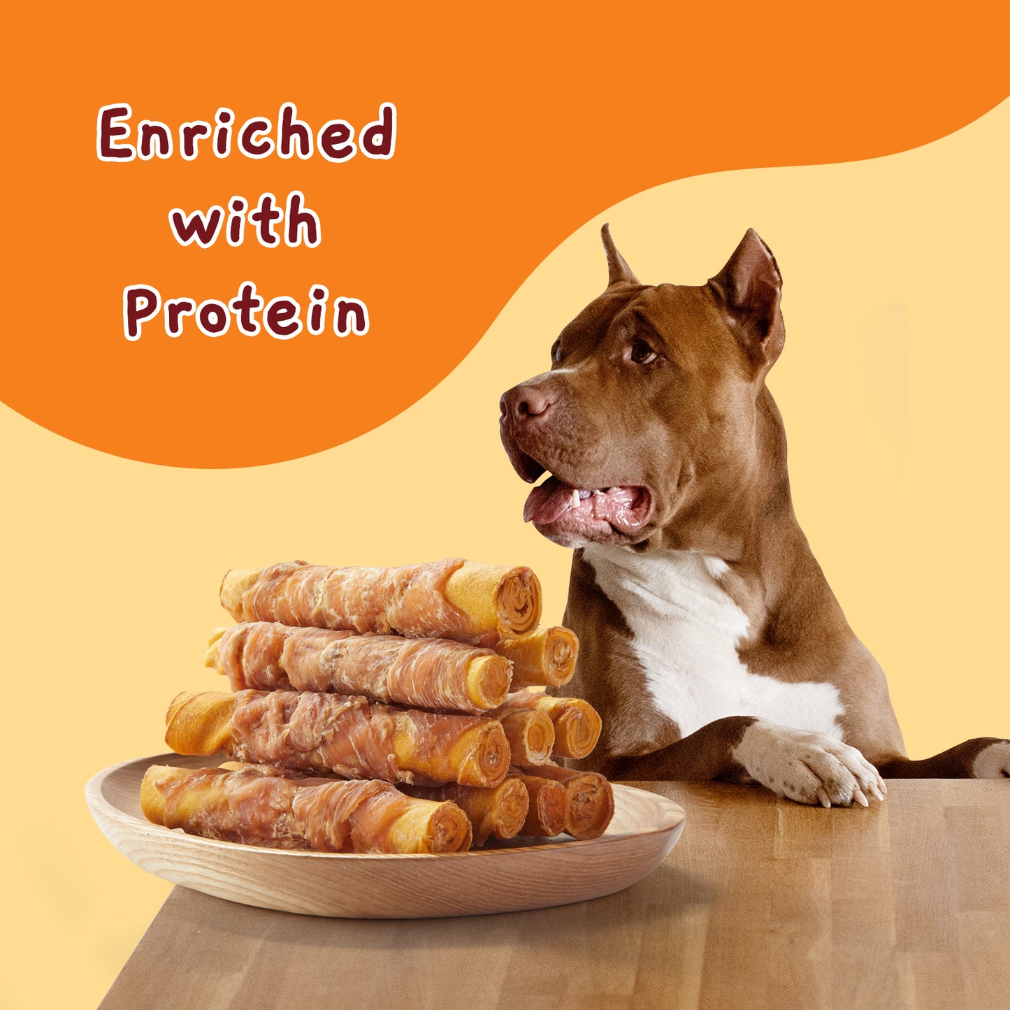 Smoked Chicken Wrapped Rawhide Rolls, High Protein Dog Chews, Rawhide Chews for Medium and Large Dogs, 10.6 Oz