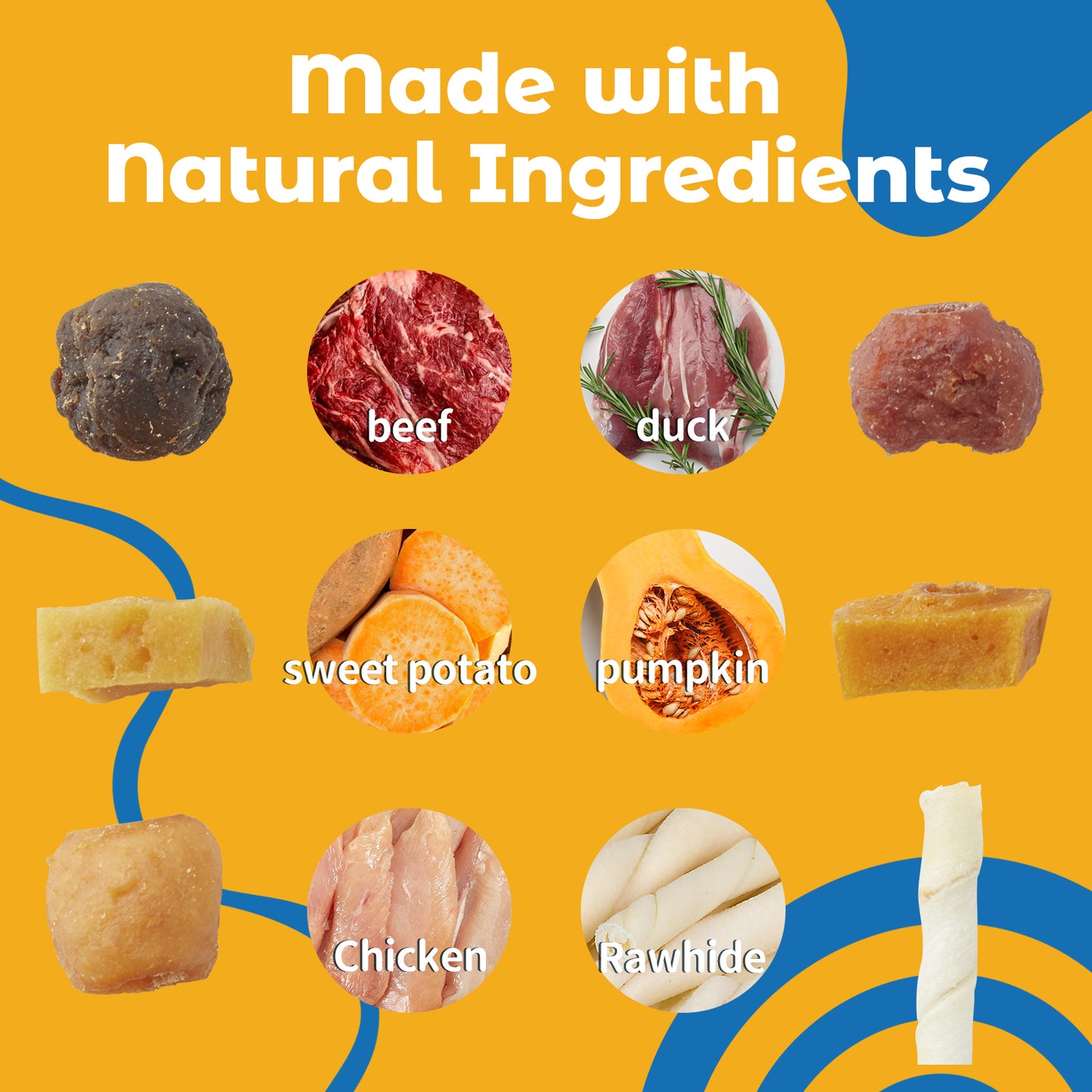 Jungle Calling Dog Treats, Snacks BBQ Kabobs, Chicken,Duck, Beef, Sweet Potato & Pumpkin,Rawhide Sticks 12 oz