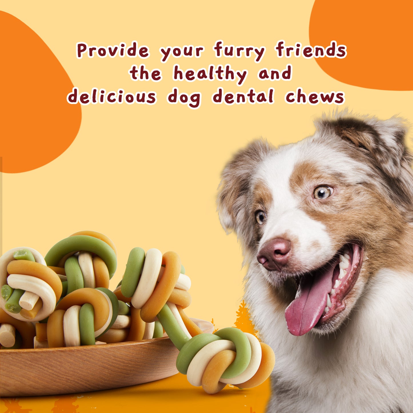 Rawhide Free Triple Flavor Dental Chews for Dogs, Teeth Clean Dog Bones 10.6 oz