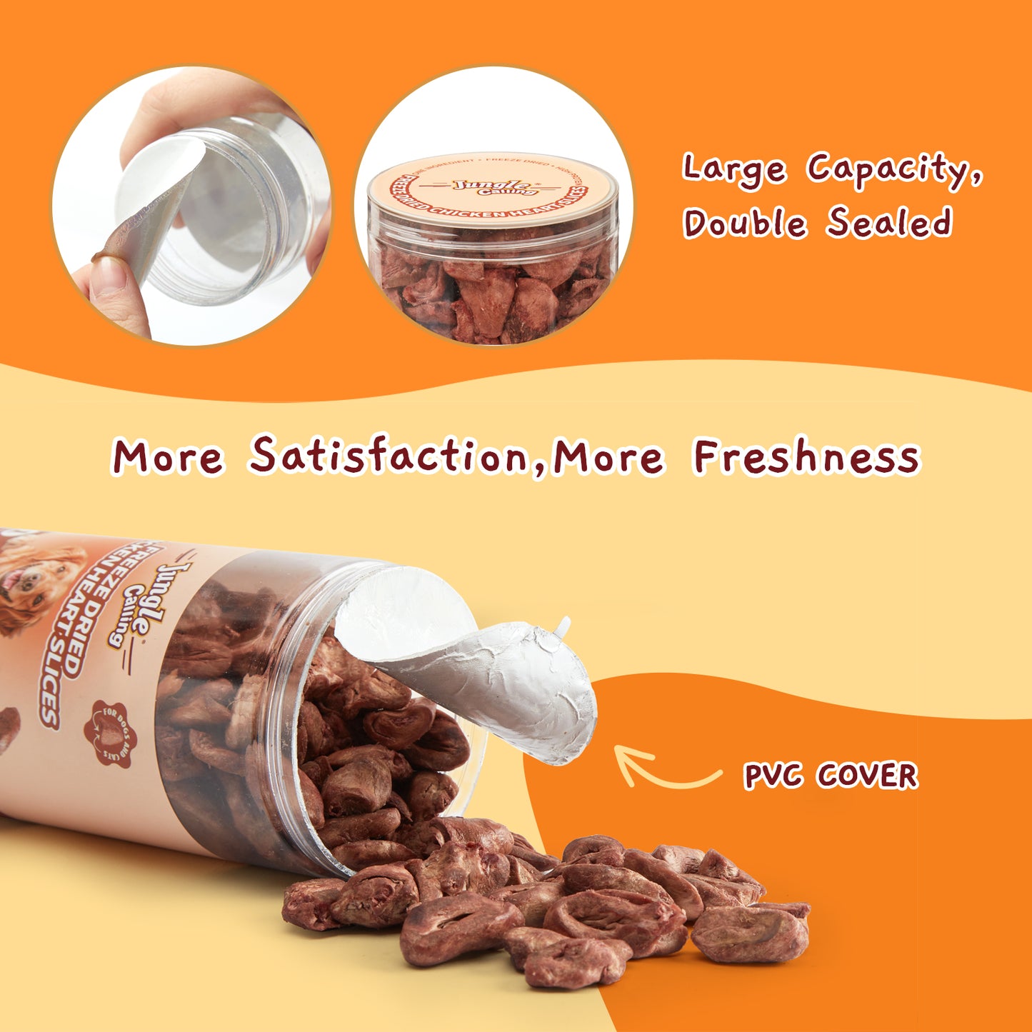 Freeze Dried Chicken Hearts Halves for Cats and Dogs, Single Ingredient Organ Meat, High Protein