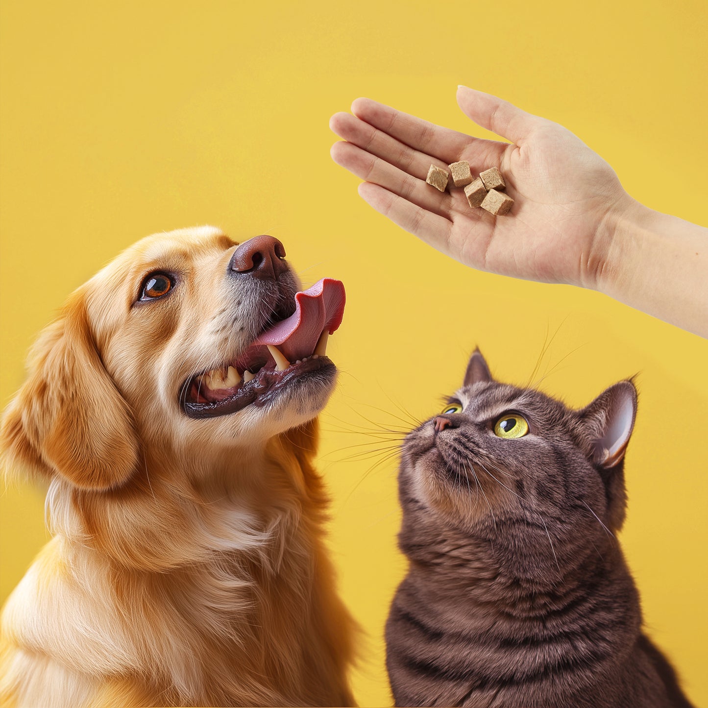 Freeze Dried Duck Cube, Single Ingredient Treats for Cats Dogs, High Protein Food Topper