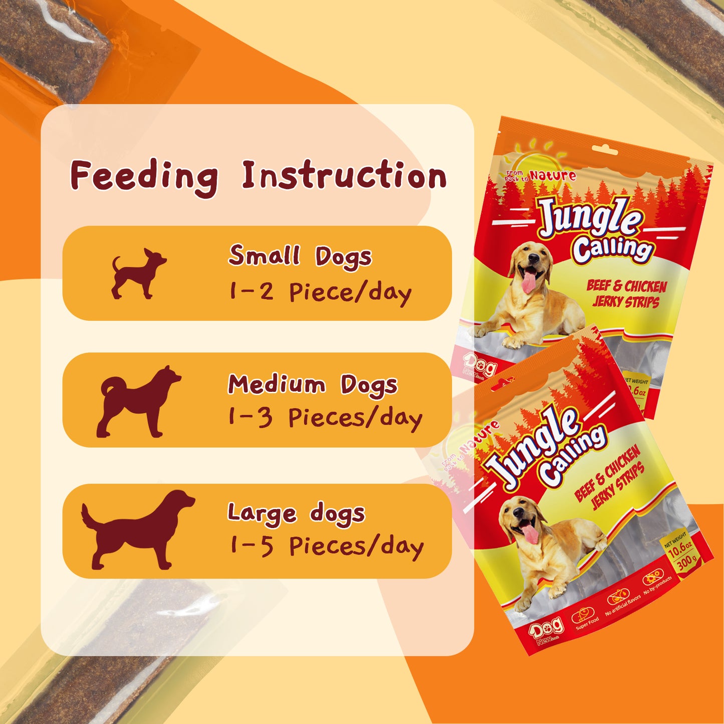 Beef Jerky Dog Treats, Healthy Dog Jerky Treats for Medium and Large Dogs, High Protein Training Snacks, 10.6 oz (Beef & Chicken Strips)