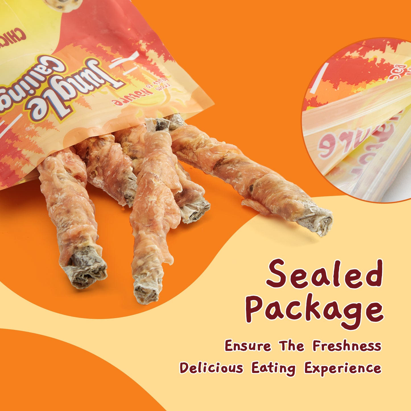 Dog Treats, High Protein Dog Chewy Treats Healthy Teeth and Coat, Chicken Wrapped Cod Skin Sticks, Rawhide Free Cod Fish Skin Treats for Dogs, 10.6 oz