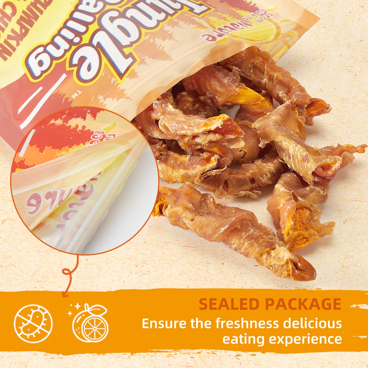 Natural Chicken Wrapped Pumpkin Dog Treats, Rawhide Free Healthy Chews for Puppy, Gluten and Grain Free Dog Snacks, 11oz