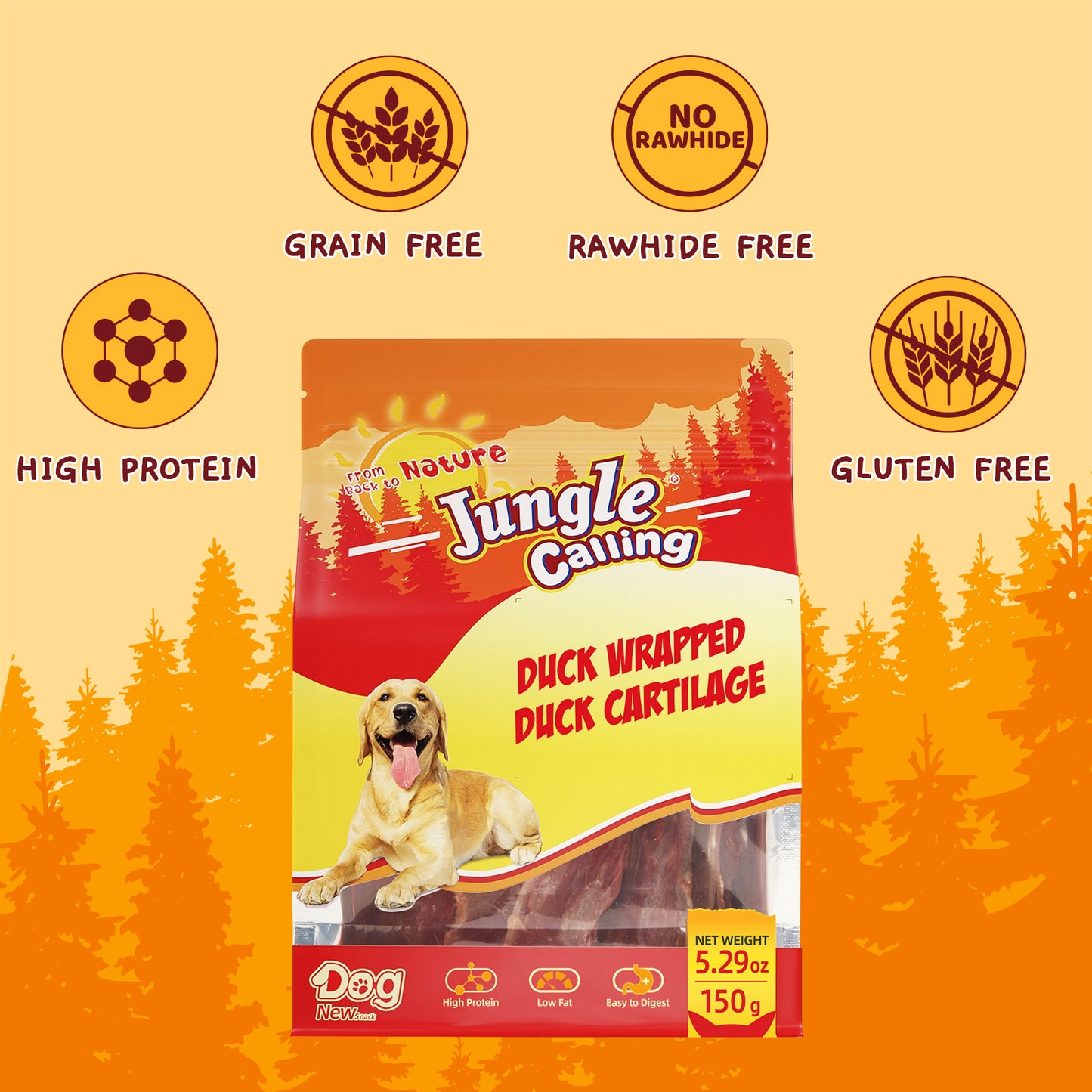 Duck Wrapped Duck Cartilage, Rawhide Free Dog Snacks,Healthy, Easily Digestible, and High Protein