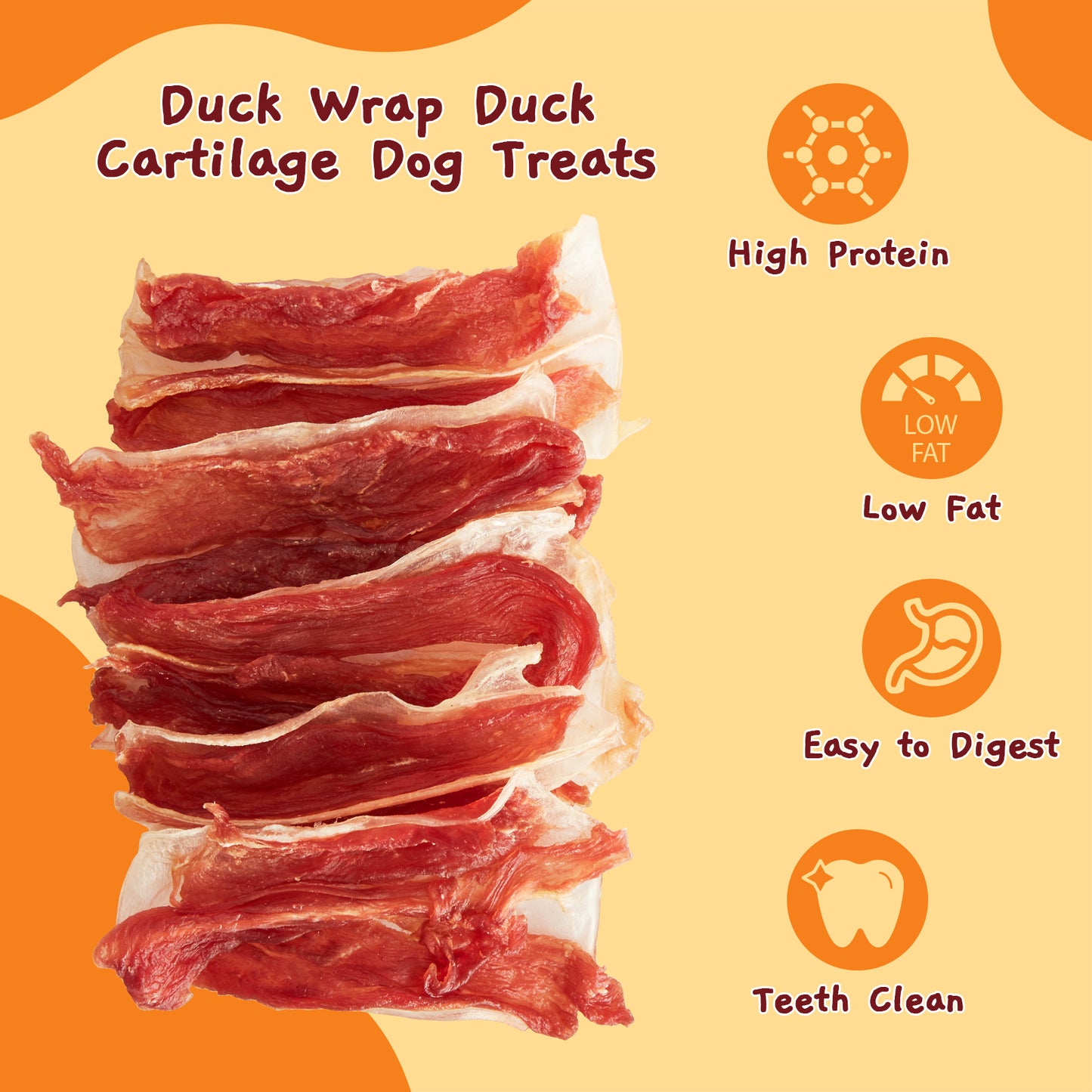 Duck Wrapped Duck Cartilage, Rawhide Free Dog Snacks,Healthy, Easily Digestible, and High Protein