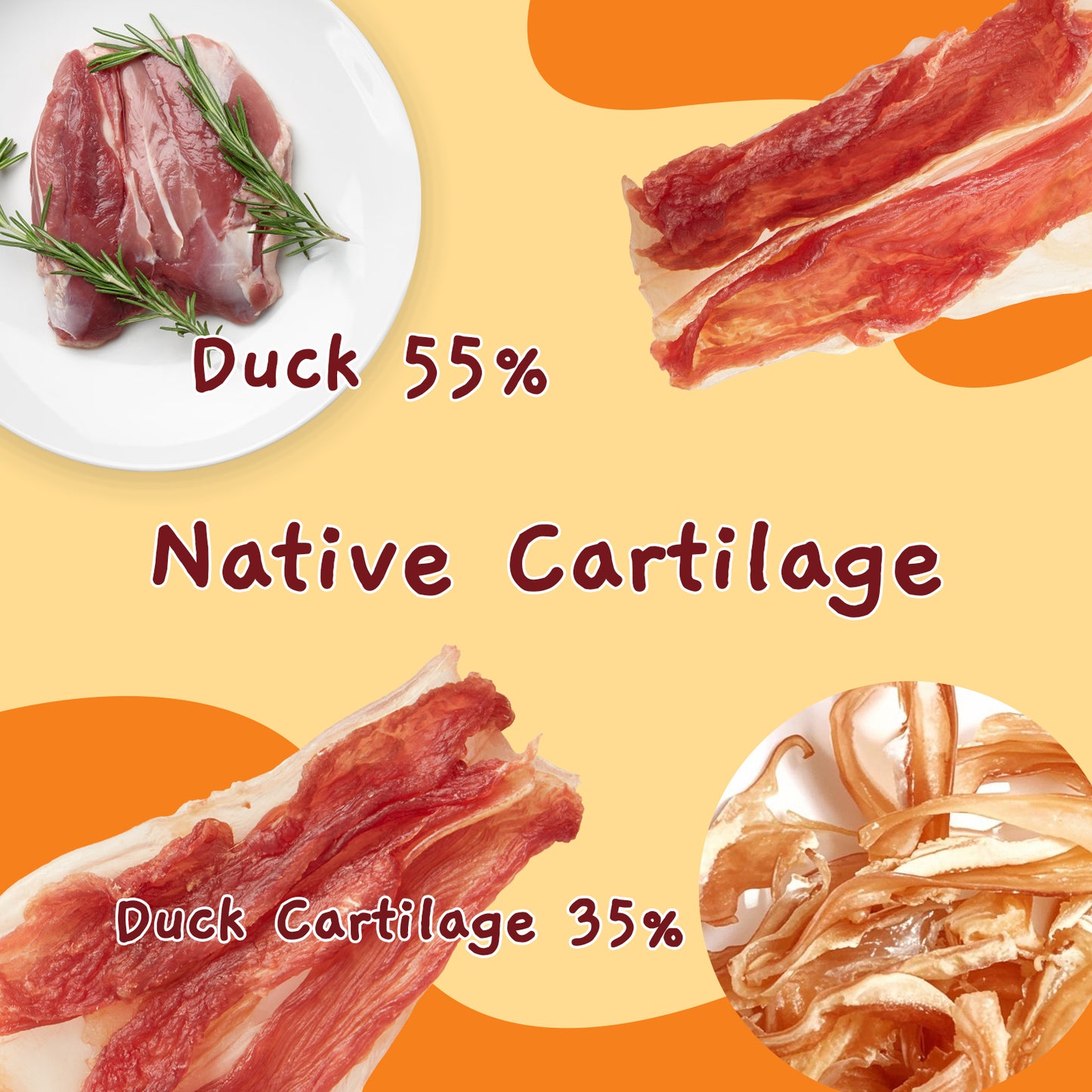 Duck Wrapped Duck Cartilage, Rawhide Free Dog Snacks,Healthy, Easily Digestible, and High Protein