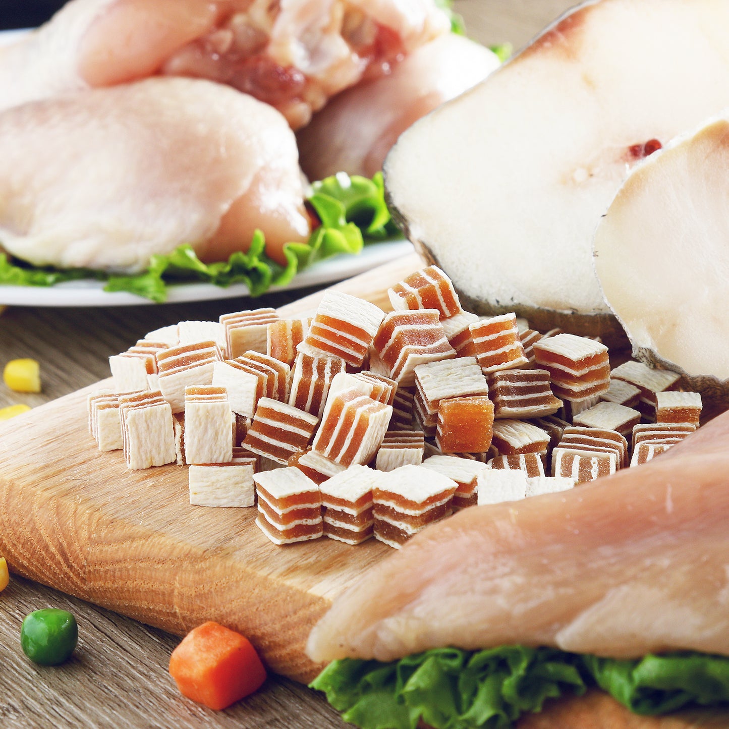 Chicken Wrapped Dog Treats, Rawhide Free Puppy and Cat Snacks, Grain Free Soft Chicken Sandwich Cube for Training Rewards, 10.6 oz