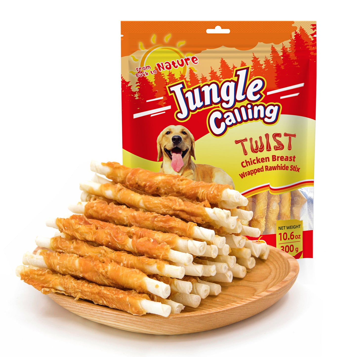 soft chicken with rawhide stick