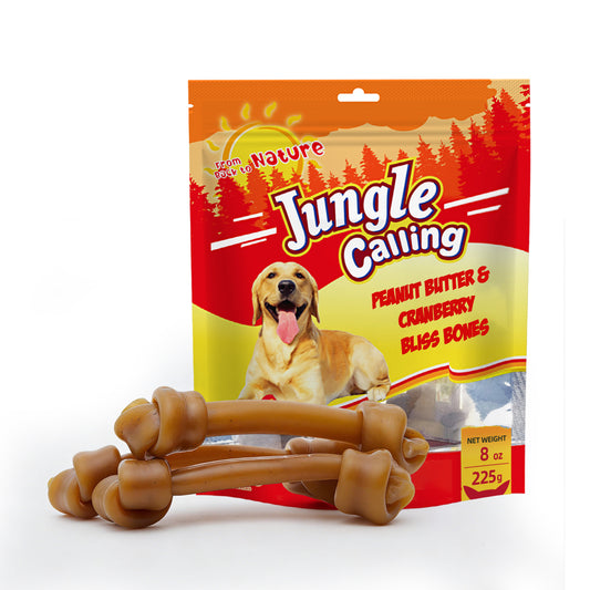 Jungle Calling Rawhide Free 6.5'' Peanut Butter Bones Dog Treats,Dog Chews for Dogs, 3 Count