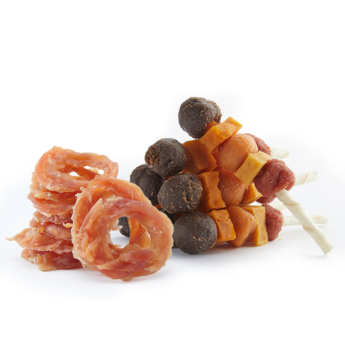 Chicken rings and multi-flavor kabobs variety pack