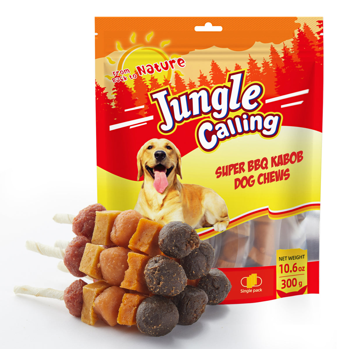 Multi-Flavor Kabob Dog Snacks, Dog Kabobs, Made with Chicken, Duck, Beef, Sweet Potato and Pumpkin, Rawhide Sticks for Dogs
