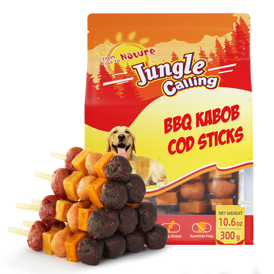 Six Flavor Dog Kabob with Rawhide Free Cod Sticks for Dogs