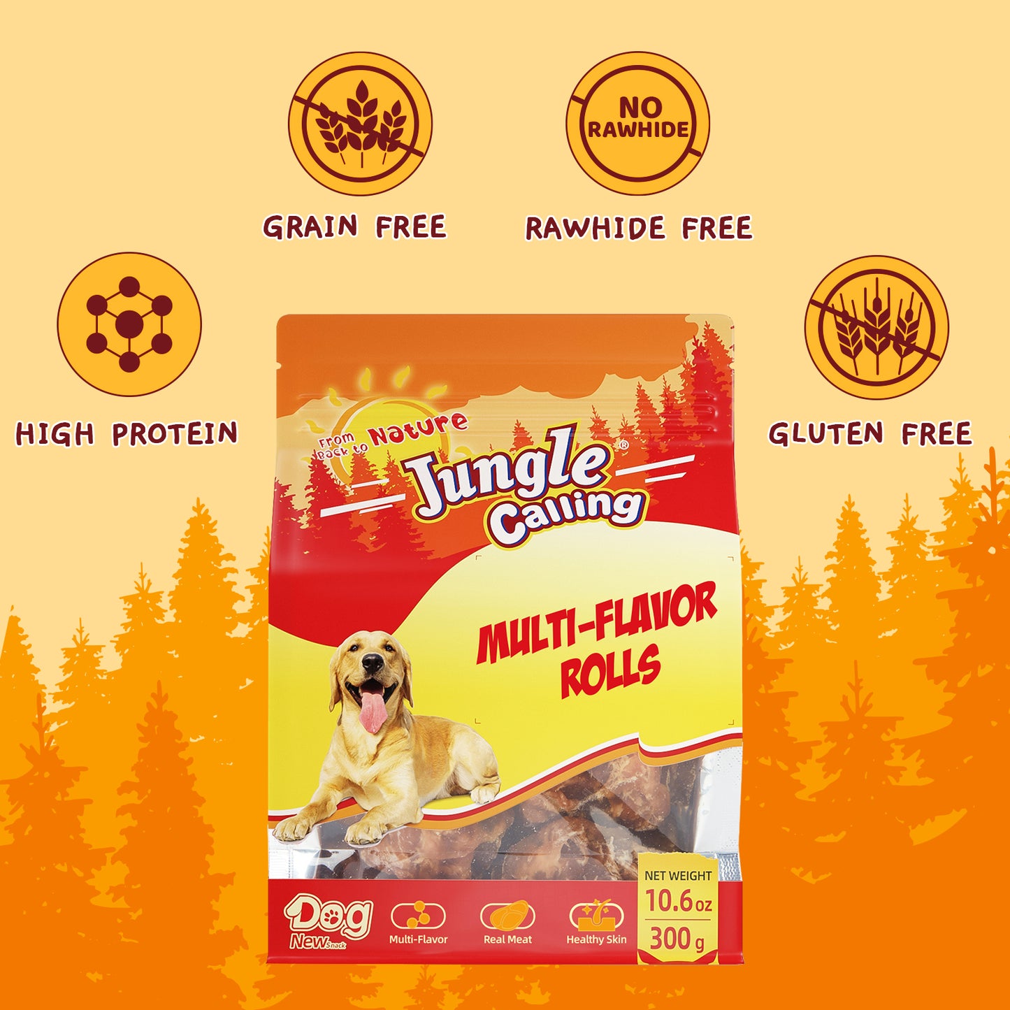 Multi Flavor Rolls Dog Treats, Peanut Butter Flavor Rawhide Free Dog Snacks