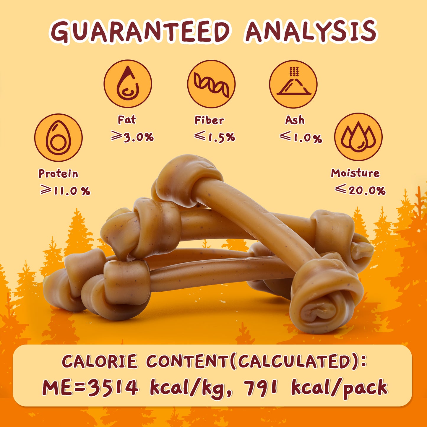 Jungle Calling Rawhide Free 6.5'' Peanut Butter Bones Dog Treats,Dog Chews for Dogs, 3 Count