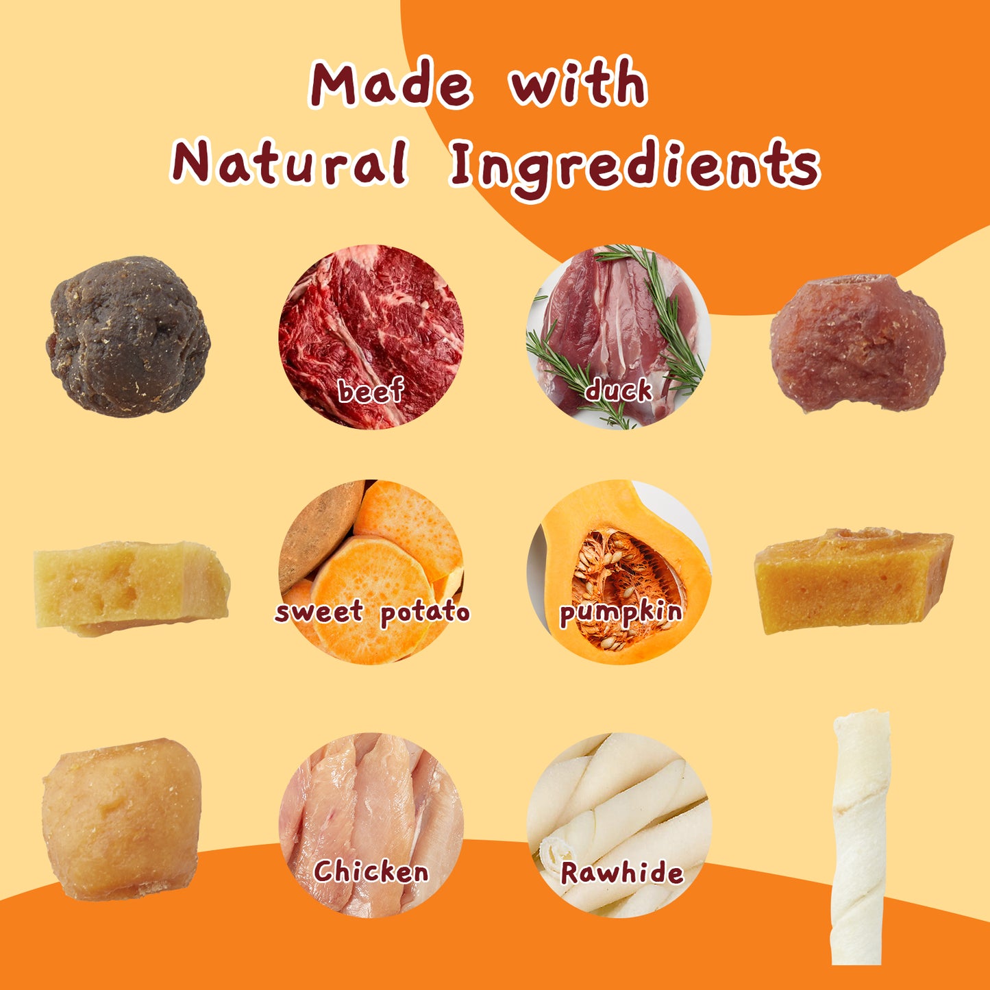 Jungle Calling Dog Treats, Snacks Kabobs, Chicken,Duck, Beef, Sweet Potato & Pumpkin,Rawhide Sticks 9.5 oz