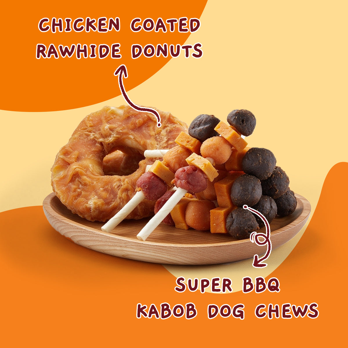 Chicken rings, meat rolls and multi-flavor kabobs