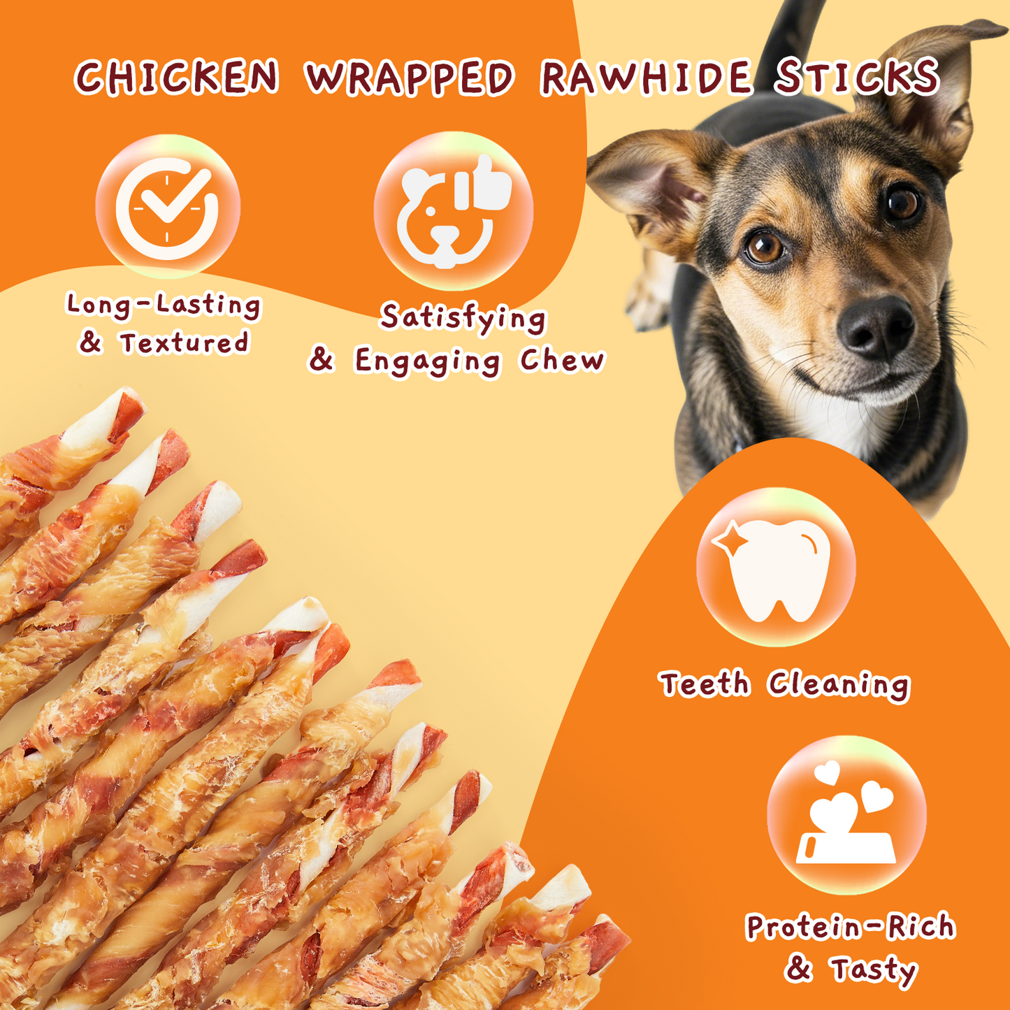 Jungle Calling High-Protein Chicken-Wrapped Rawhide Sticks Dog Training Chews, 17.64-oz bag