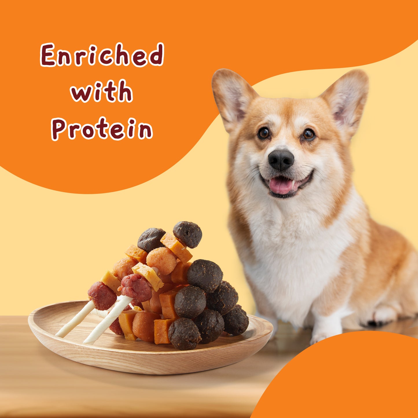 Multi-Flavor Kabob Dog Snacks, Dog Kabobs, Made with Chicken, Duck, Beef, Sweet Potato and Pumpkin, Rawhide Sticks for Dogs