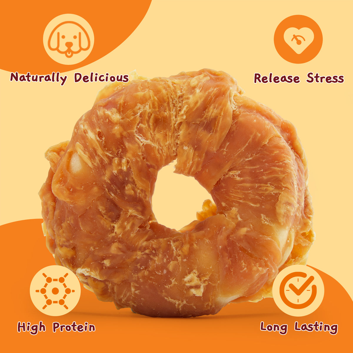 Chicken coated rawhide donut