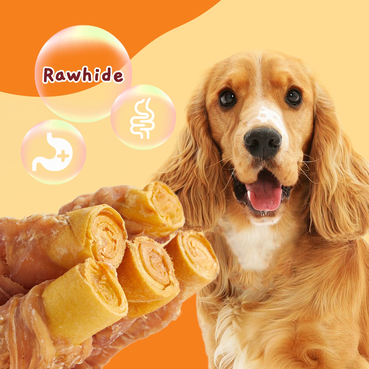 Smoked Chicken Wrapped Rawhide Rolls, High Protein Dog Chews, Rawhide Chews for Medium and Large Dogs, 10.6 Oz