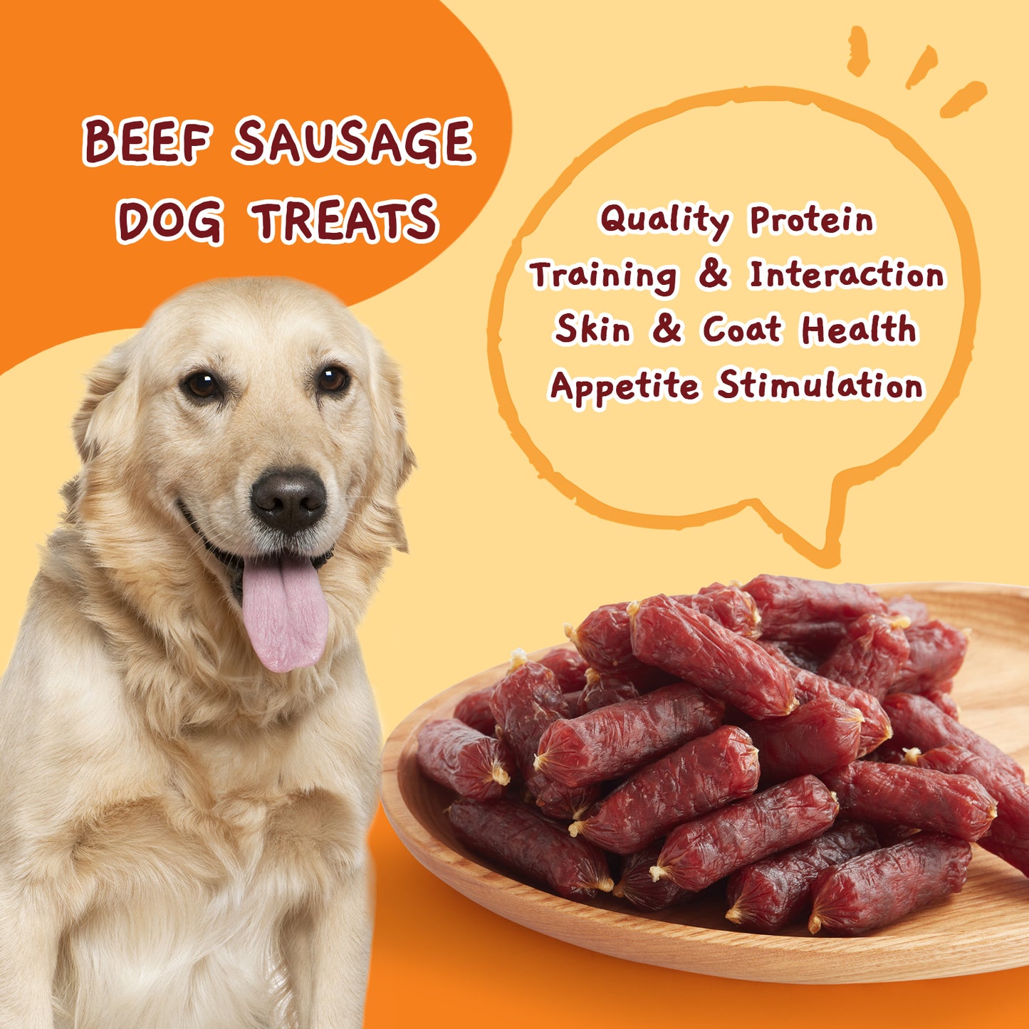 Beef Jerky Training Treats, Grain-Free Slow Roasted Snacks for Small and Medium Dogs, 10.6 oz (Beef Sausage)