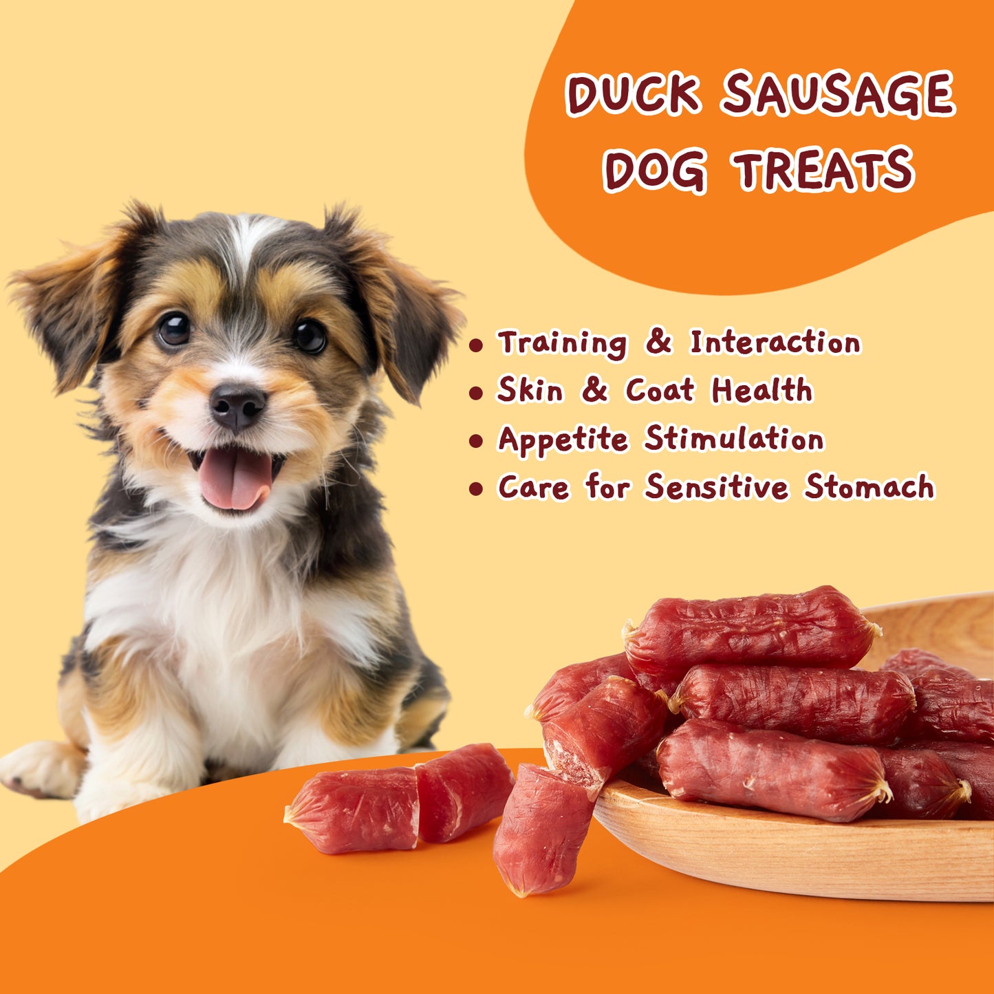 Duck Jerky Training Treats, Grain-Free Slow Roasted Snacks for Small and Medium Dogs, 10.6 oz (Duck Sausage)