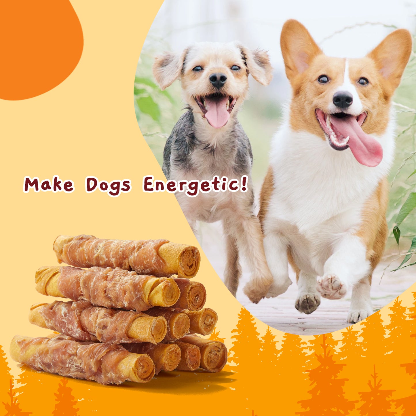 Smoked Chicken Wrapped Rawhide Rolls, High Protein Dog Chews, Rawhide Chews for Medium and Large Dogs, 10.6 Oz