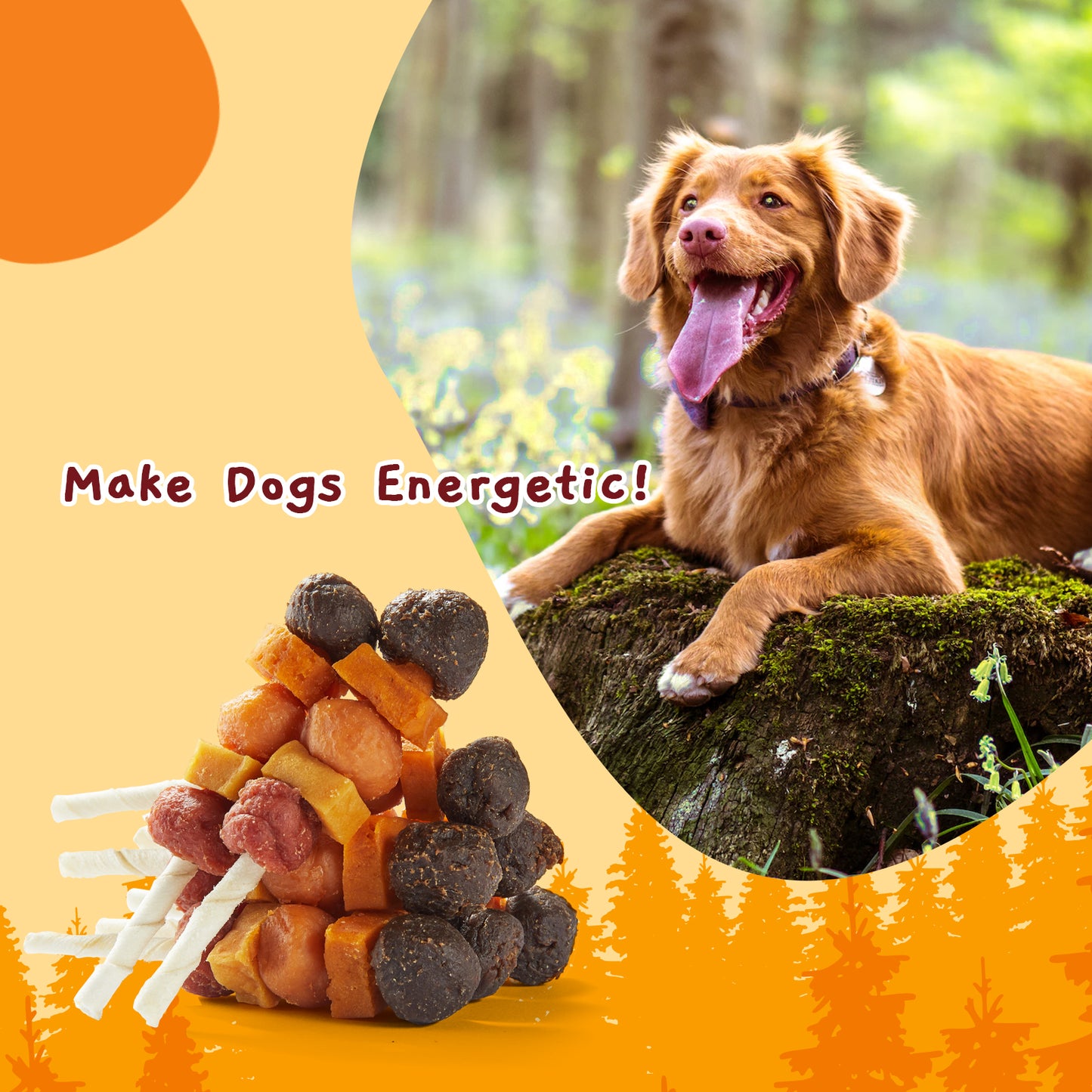 Multi-Flavor Kabob Dog Snacks, Dog Kabobs, Made with Chicken, Duck, Beef, Sweet Potato and Pumpkin, Rawhide Sticks for Dogs