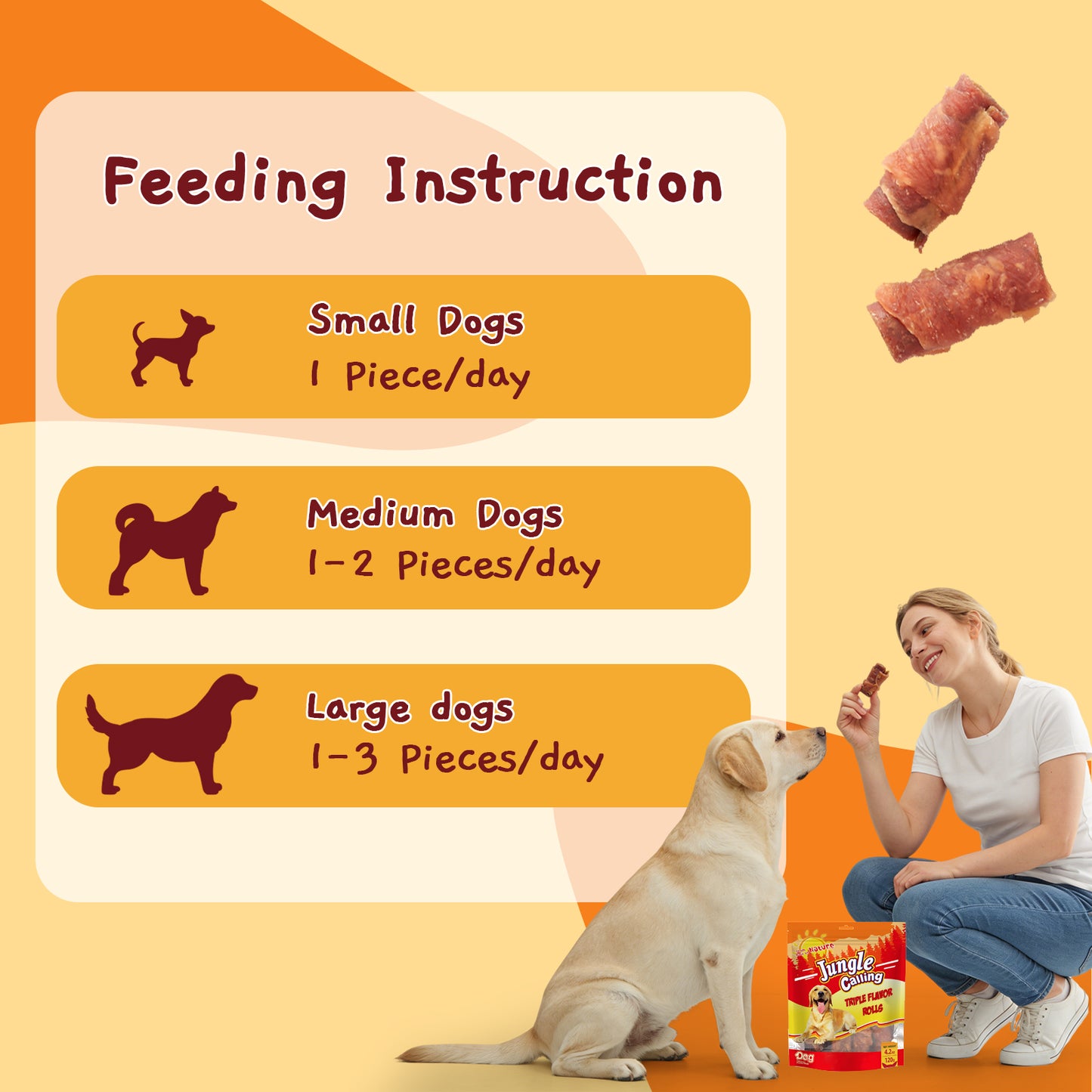 Jungle Calling Dog Treats Variety Pack | Multi-Flavor Meat Kabobs (4.2 oz) + Triple Flavor Rolls (4.2 oz) | High Protein, Training Rewards