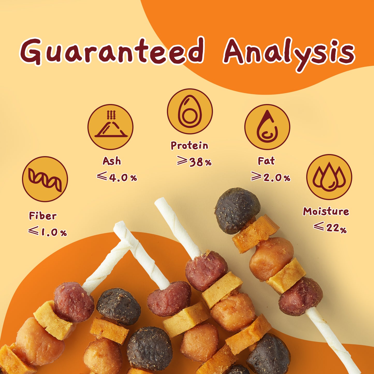 Multi-Flavor Kabob Dog Snacks, Dog Kabobs, Made with Chicken, Duck, Beef, Sweet Potato and Pumpkin, Rawhide Sticks for Dogs