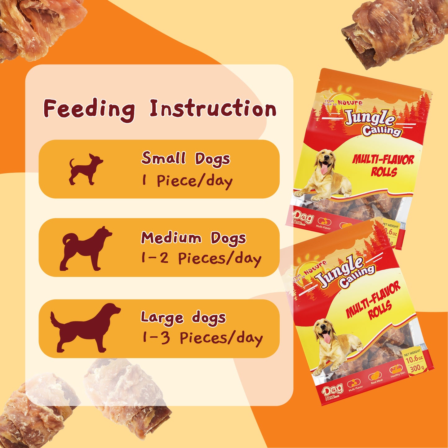 Multi Flavor Rolls Dog Treats, Peanut Butter Flavor Rawhide Free Dog Snacks