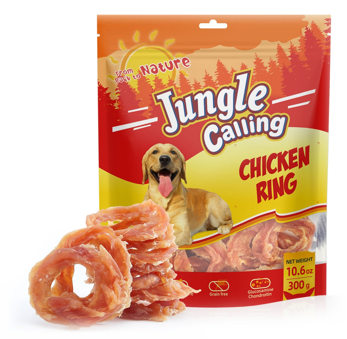 Jungle Calling Dog Treats Variety Pack, Chicken Jerky Rings & Multi-Flavor Dog Kabobs, 2-Item Bundle, 21.2oz