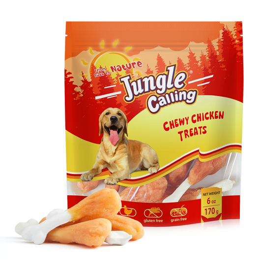 Chewy Chicken Dog Treats Rawhide Free Real Chicken Wrapped Dog Bones, Teeth Clean Breath Fresh Dog Training Treats, 6 oz