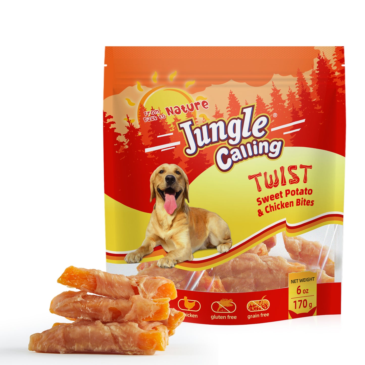 Skinless Chicken Wrapped Sweet Potato, Gluten and Grain Free, Chewy Dog Bites for Balanced Nutrition, 6 oz