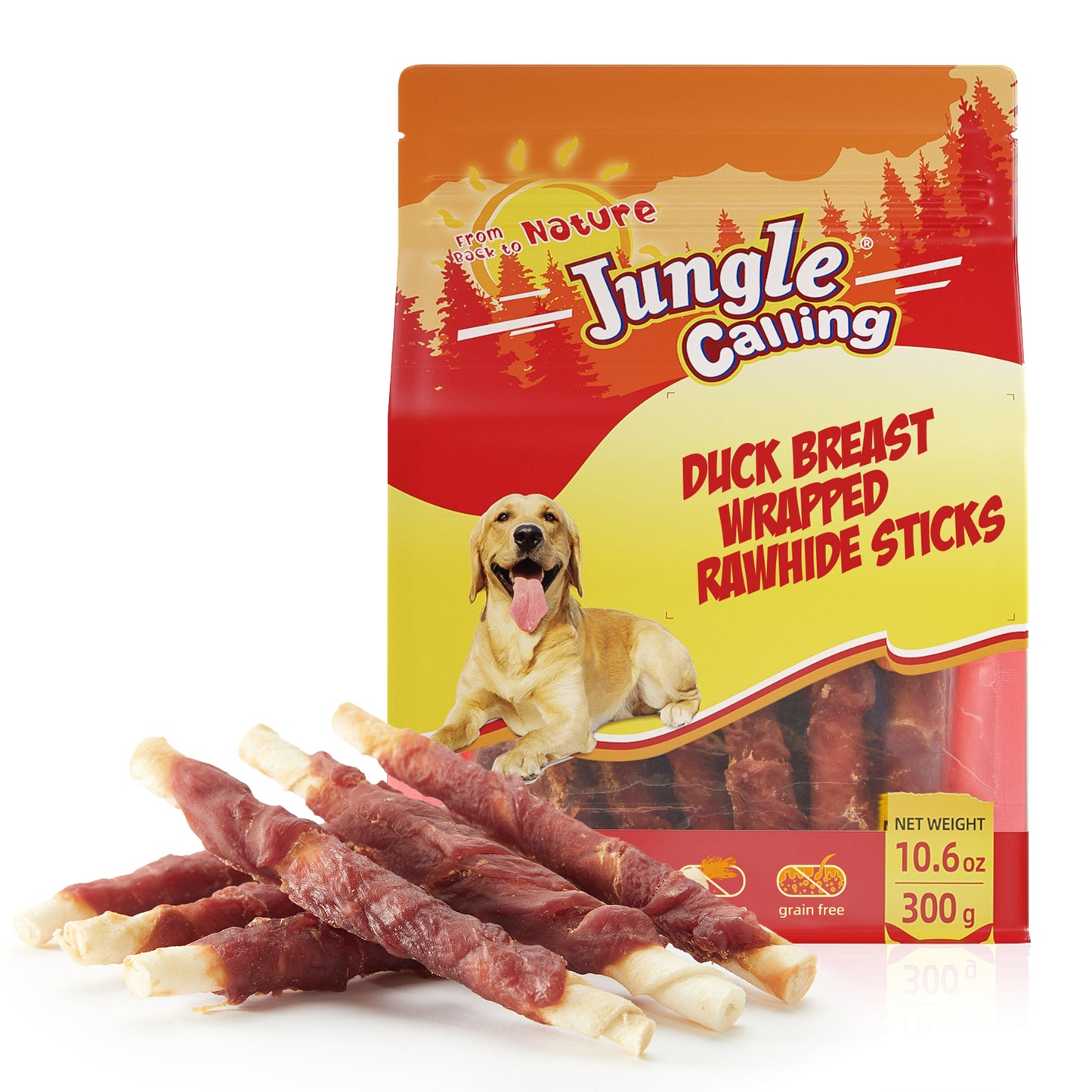 Duck Breast Wrapped Rawhide Sticks for Dogs, Grain-Free Natural Chewy Treats Picky Dogs, Puppy Chews Snacks,10.6 oz