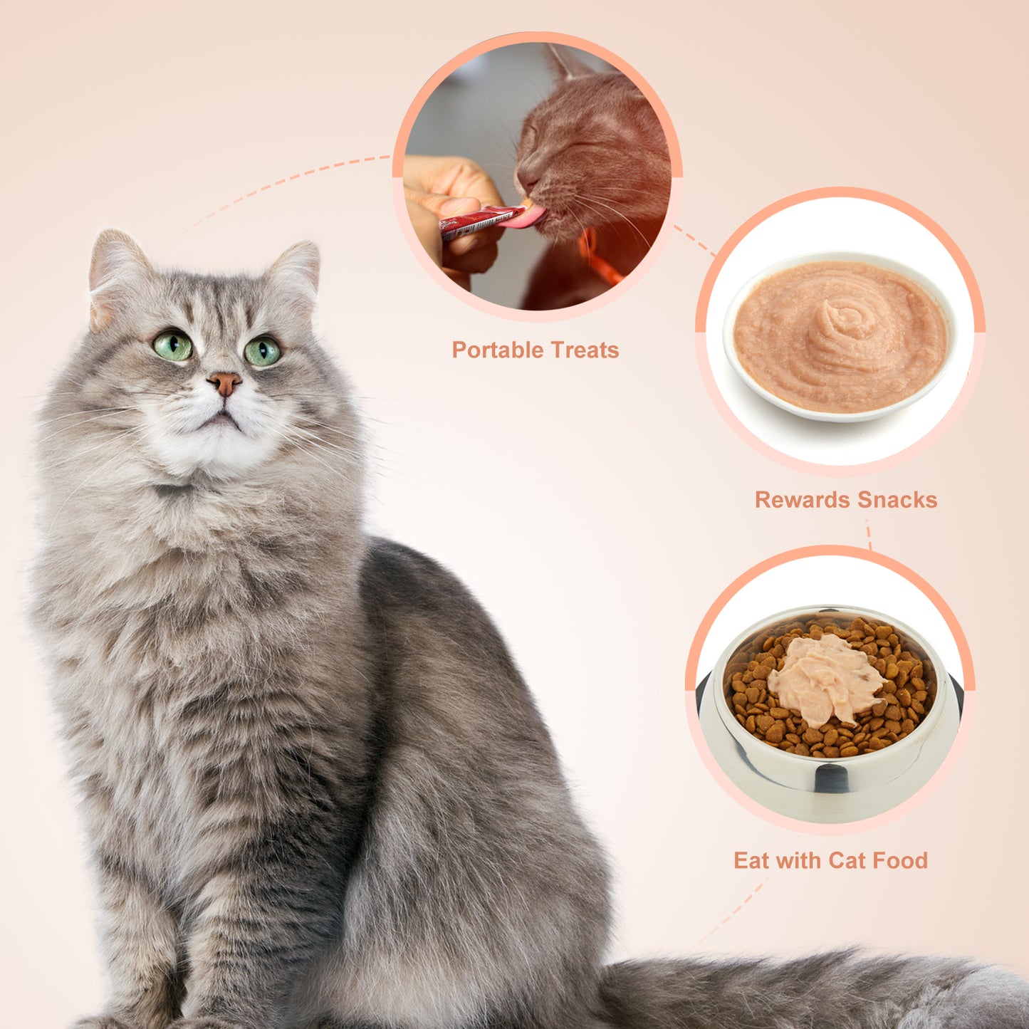 Lickable Wet Cat Treats, Grain-Free, Squeezable Creamy Cat Treats for Adult & Senior Cats, 0.5 Ounces in Each 18 Tubes, 3 Flavor Variety