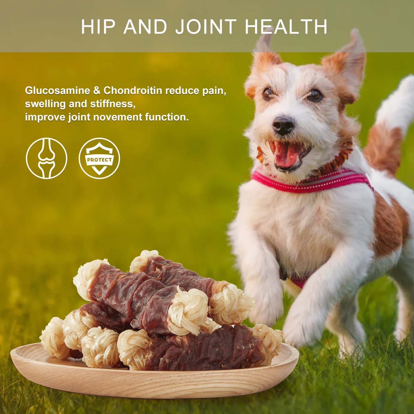 Beef Tendons for Dogs, Duck Wrapped Tendons Dog Chews Long Lasting Hip and Joint Supplement for Dogs with Glucosamine (Knotted Bone)