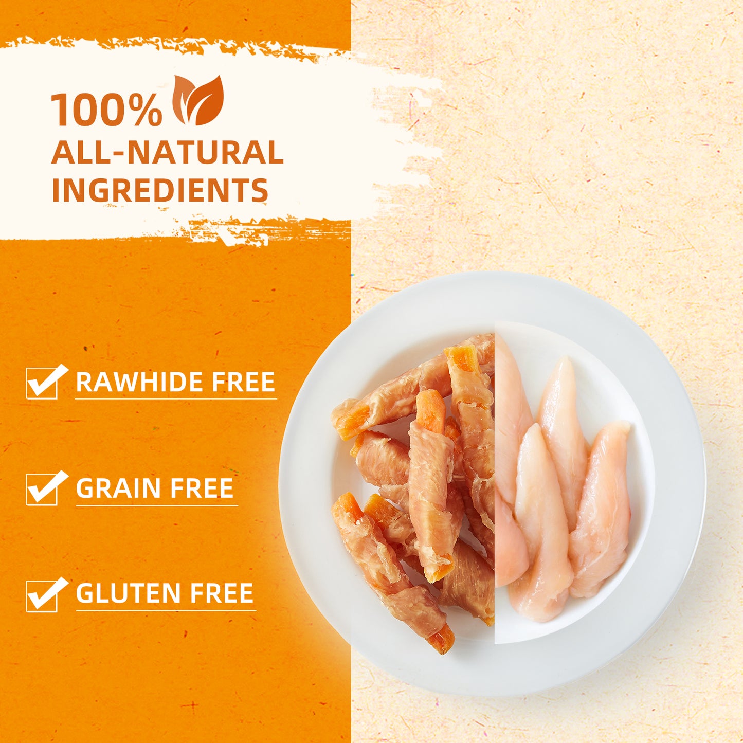 Skinless Chicken Wrapped Sweet Potato, Gluten and Grain Free, Chewy Dog Bites for Balanced Nutrition, 6 oz