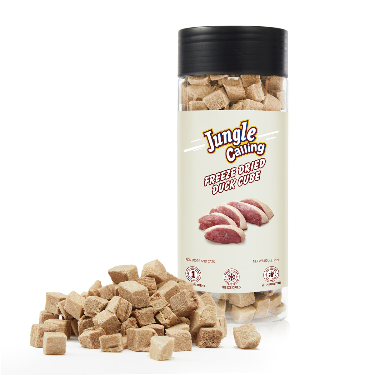 Freeze Dried Dog and Cat Treats - High Protein, Low Fat, Made with a Single Ingredient - Perfect for Training and Snacking, 2.8 oz (Duck Cube)