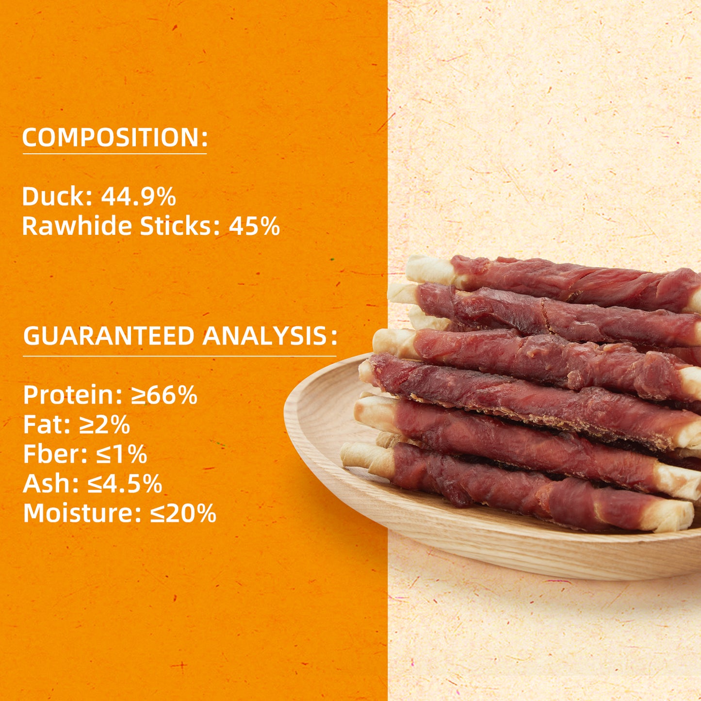 Duck Breast Wrapped Rawhide Sticks for Dogs, Grain-Free Natural Chewy Treats Picky Dogs, Puppy Chews Snacks,10.6 oz