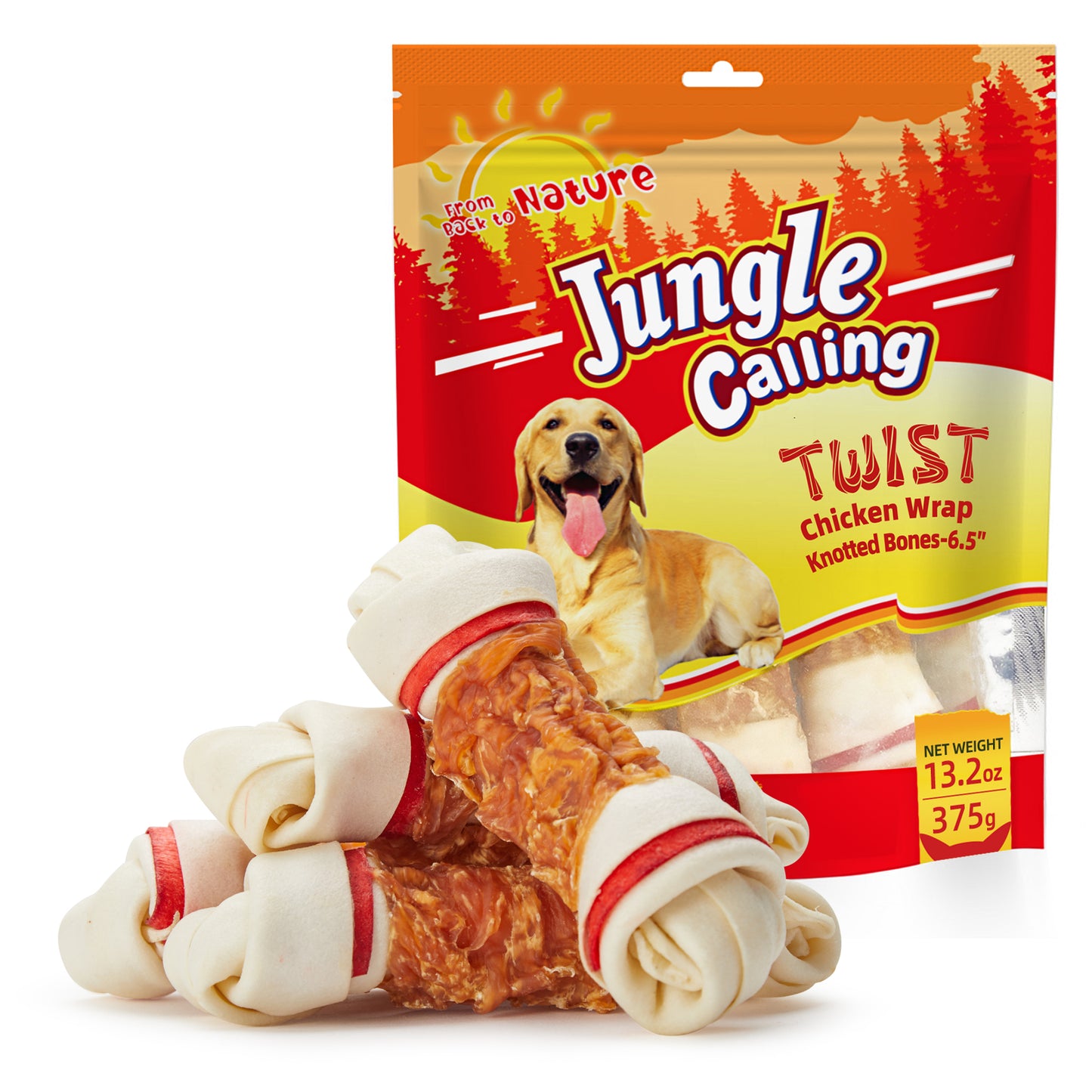Jungle Calling Chicken Wrap Knotted Bones Dog Treats