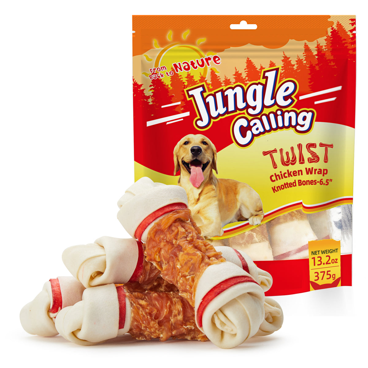 Jungle Calling Chicken Wrap Knotted Bones Dog Treats