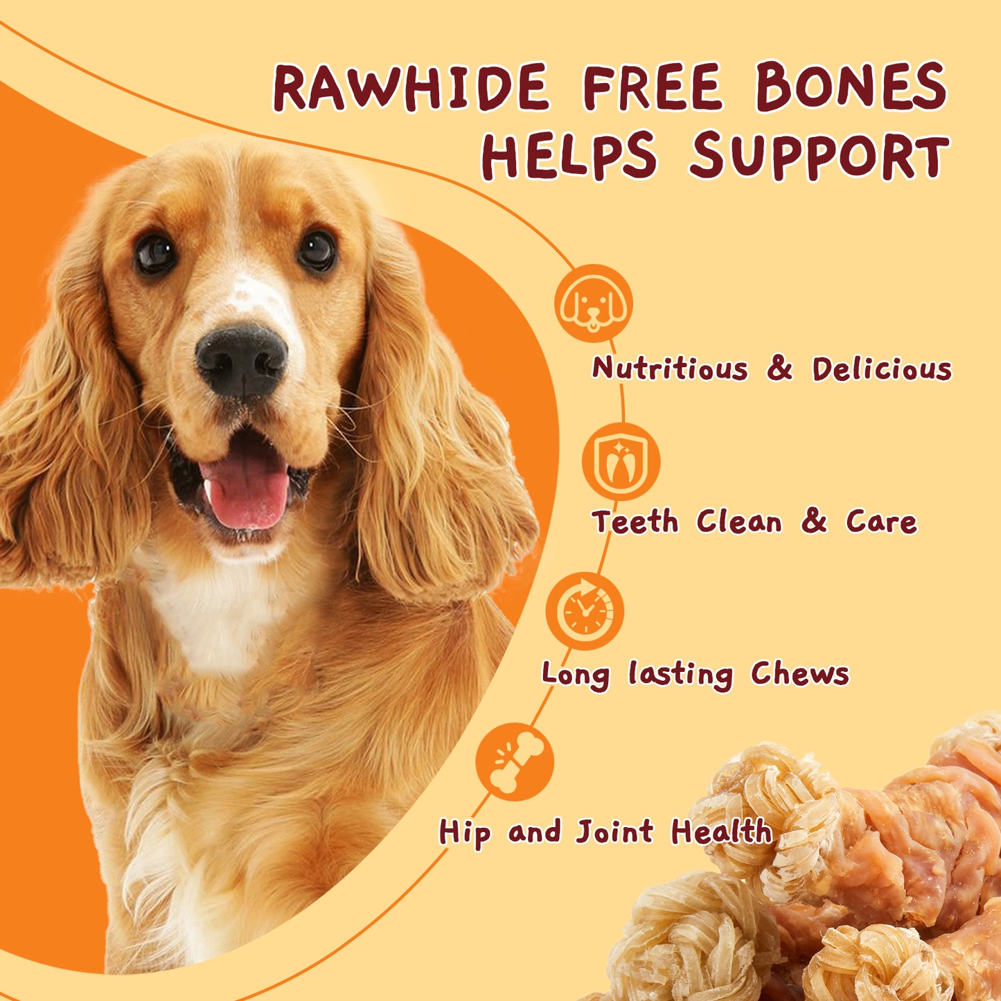Jungle Calling Chicken Wrapped Knotted Beef Tendon Bones Dog Chew