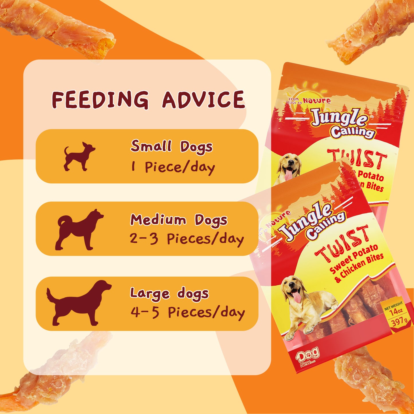 Jungle Calling Skinless Chicken Gluten-Free & Grain-Free Wrapped Sweet Potato Chewy Dog Treats