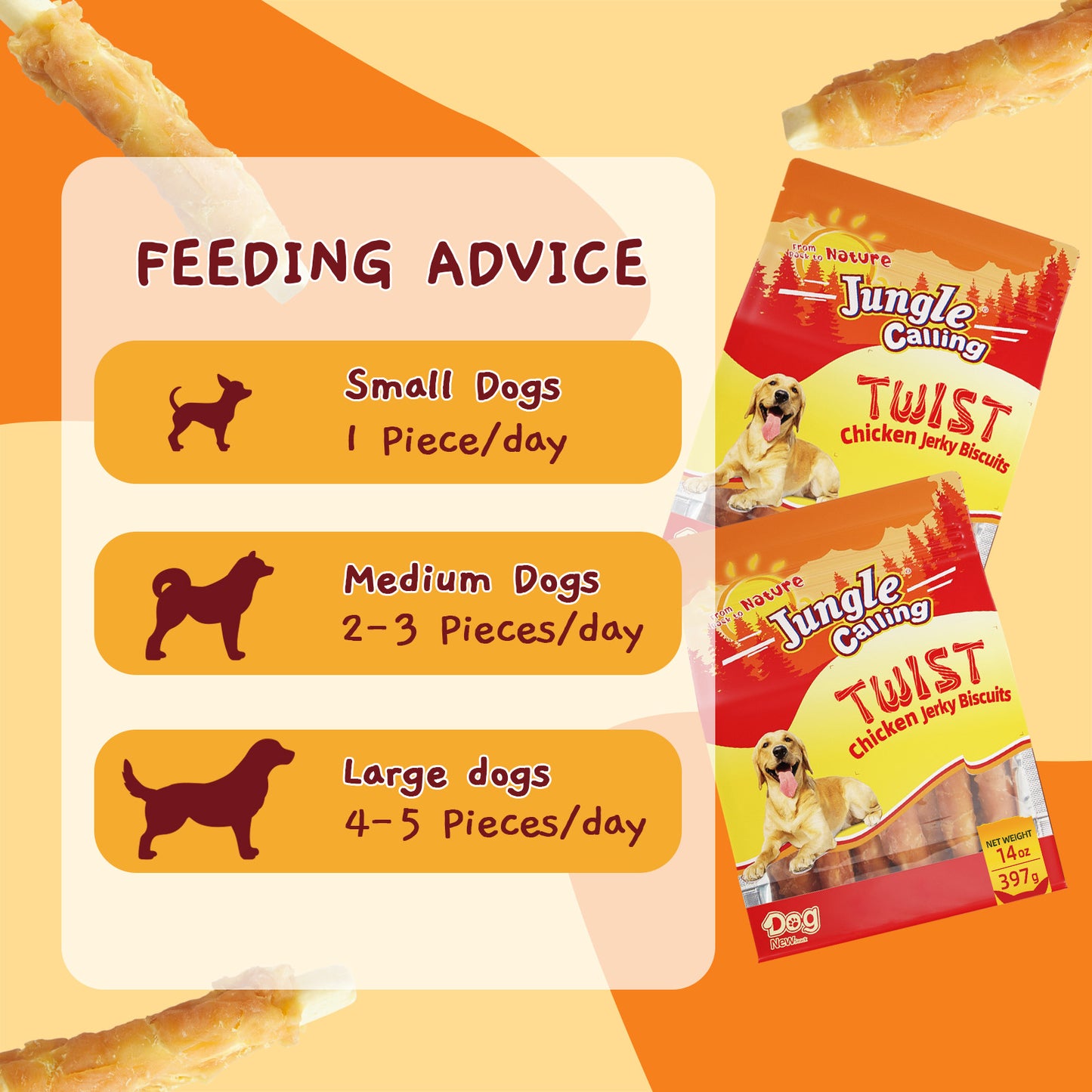 Jungle Calling Chicken Wrapped Biscuits Rawhide-Free Dog Treats